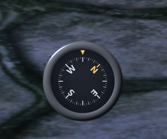 Round 3D compass dial with cardinal points