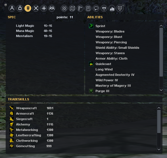 Spec and abilities, sheet layout