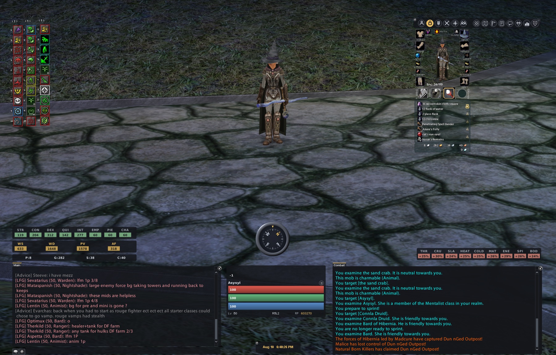 Inventory and paperdoll window redrawn flat, in game